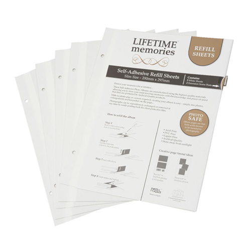 NCL SELF ADHESIVE SLIM (A4) SIZE REFILLS - 200 x 297mm - 5 pages (10 sides)