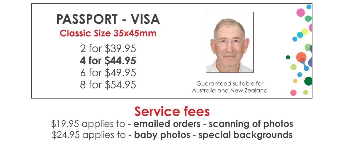 Australian price list with service fees