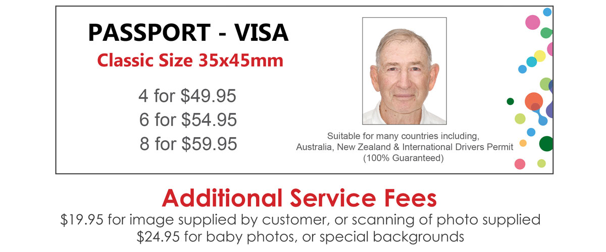 Australian price list with service fees