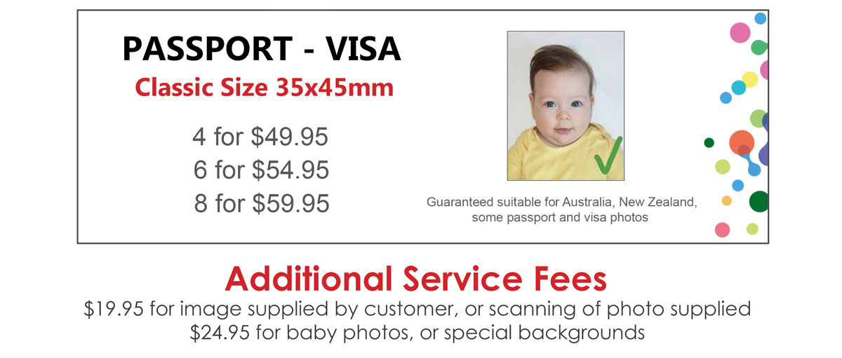 Australian price list with service fees